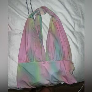 Rainbow halter crop top.